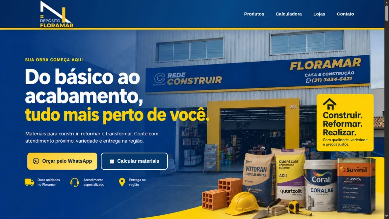 Página inicial do projeto Depósito Floramar