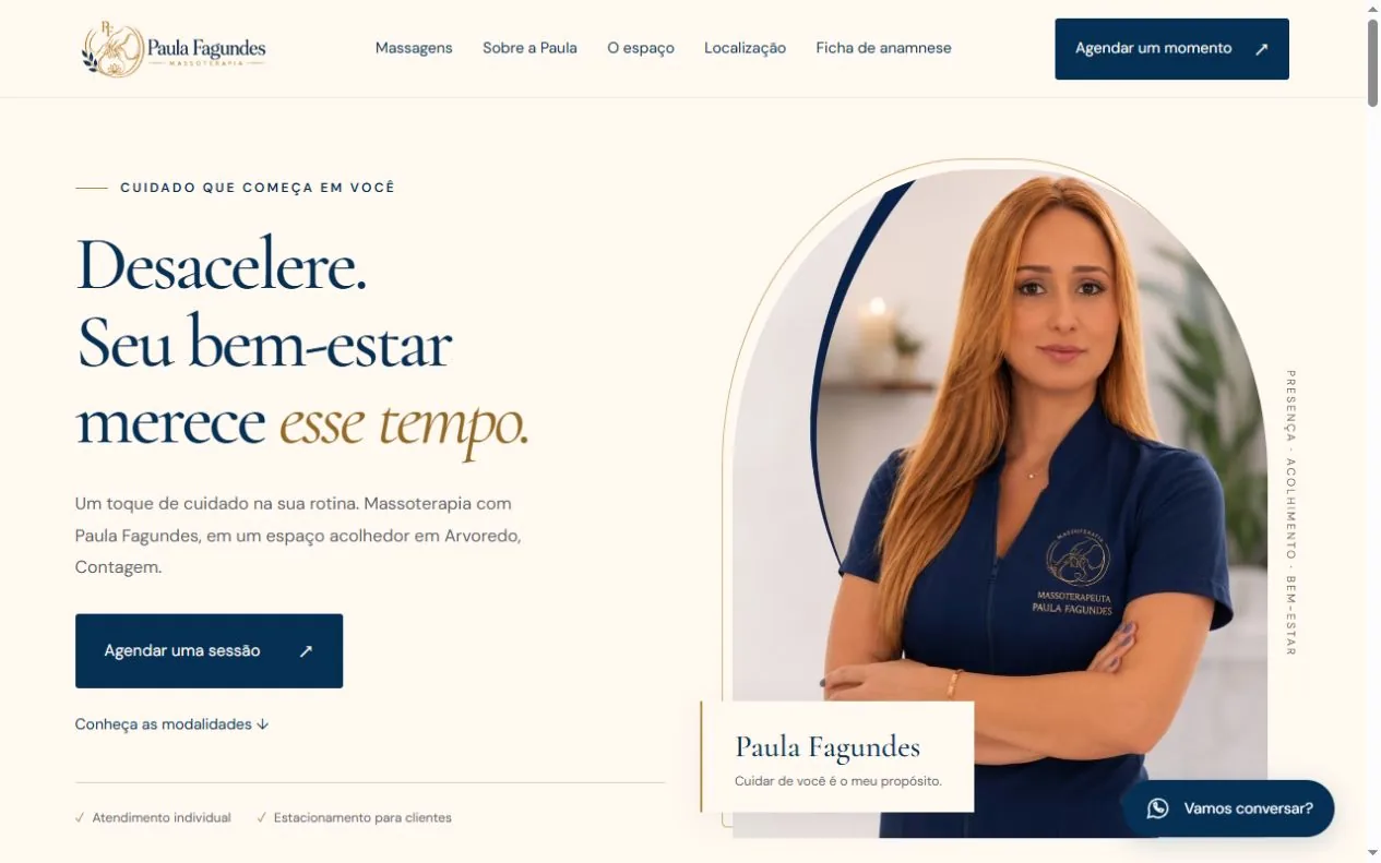 Page d’accueil du projet Paula Fagundes